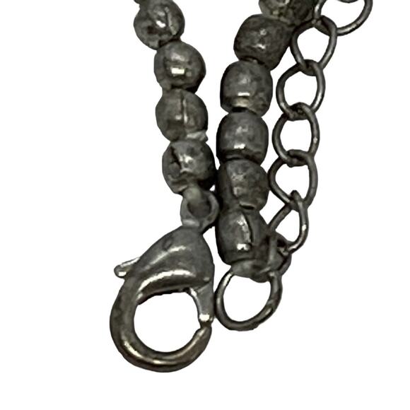 Multi-colored Stone and Silver Bead 16" Necklace Blue Pendant Vintage Estate - Picture 9 of 14